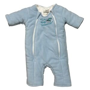 Baby Merlins Magic Sleepsuit 6-9 M Large Blue Microfleece Transition Swaddle